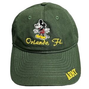 Champion Mickey Mouse Hat Adult Green Orlando FL ARMY Military‎ Adjustable Cap